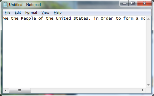 Figure 1. Windows Notepad with word wrap disabled.