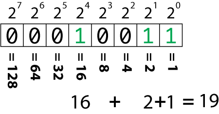 Figure 1. The powers of 2 in a binary value.