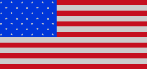 US Flag in ASCII, color characters, red, white, and blue